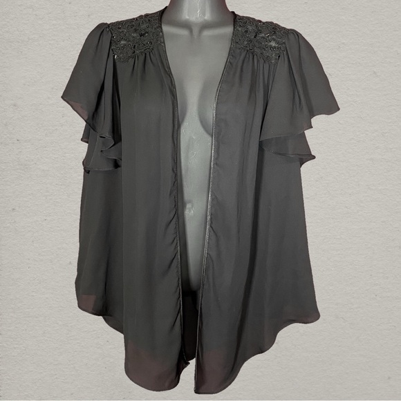 Vintage Black Women's Chemise / Wrap with Lace Detail - Picture 1 of 10